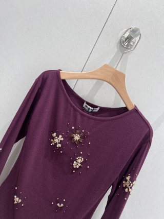 Miu Miu Long-sleeved Base T-shirt Cotton 204818