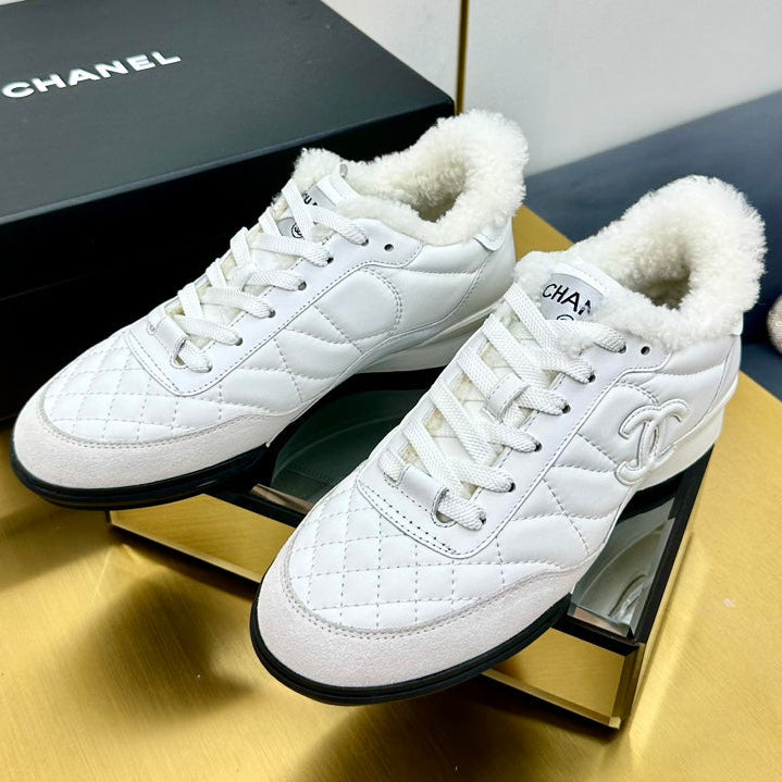 Chanel 2026 Quilted Shearling Sneakers Cowhide 986965