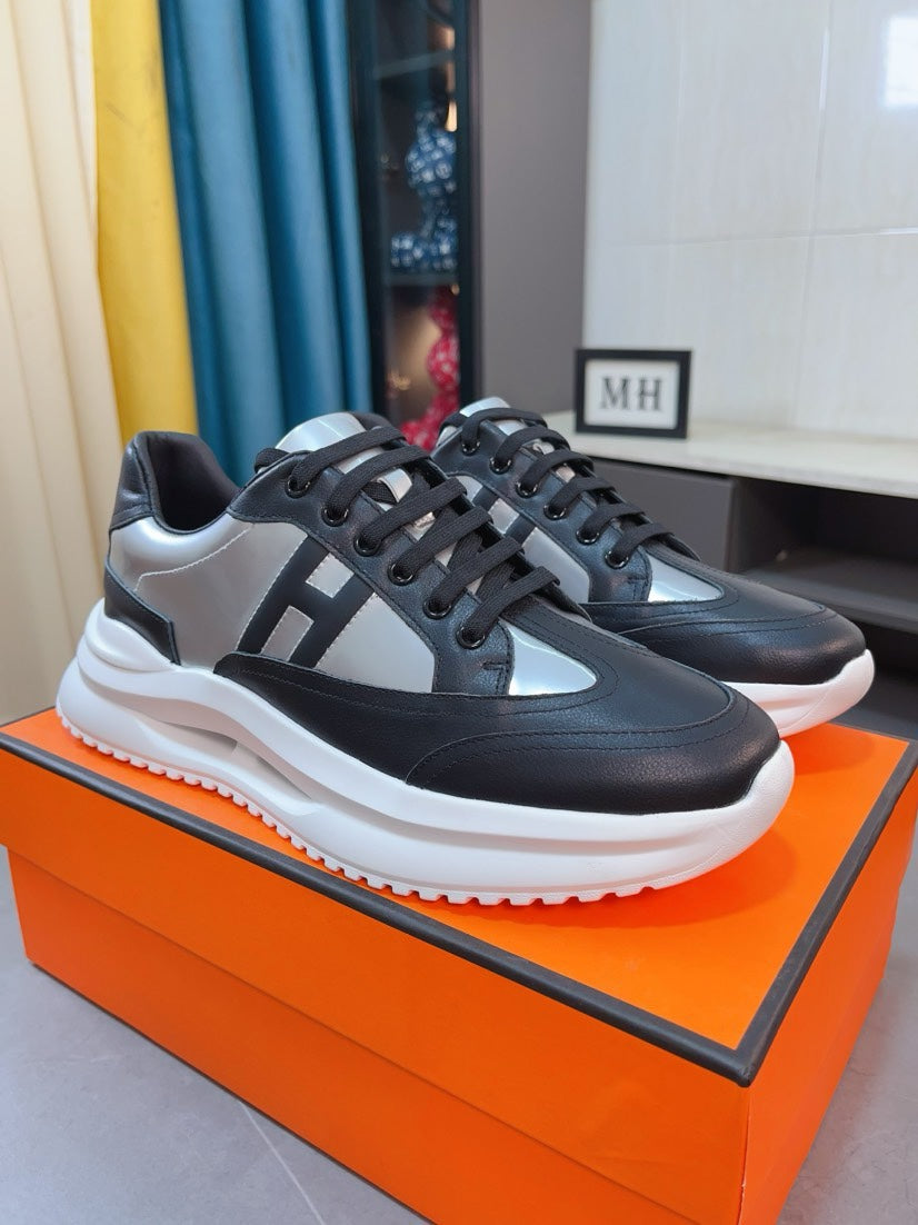 HM Men's 25 Sneaker White Black Cowhide 465307