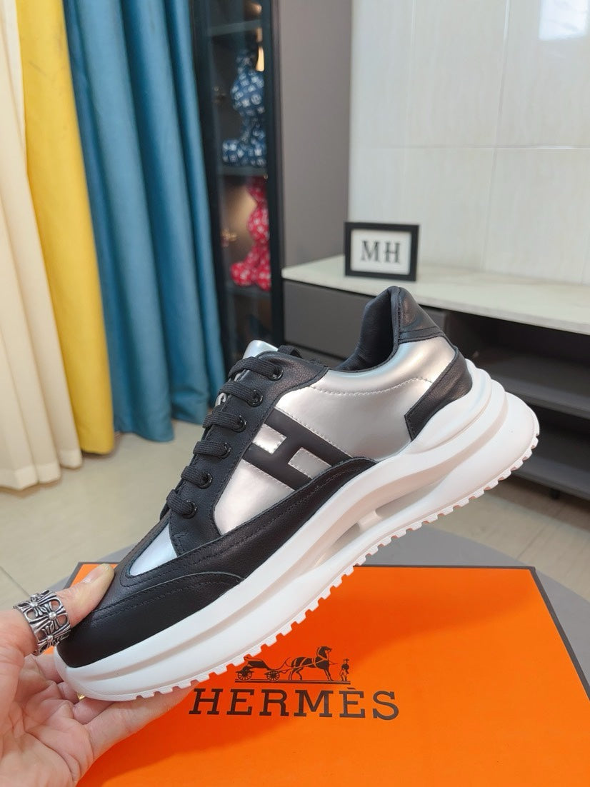 HM Men's 25 Sneaker White Black Cowhide 465307