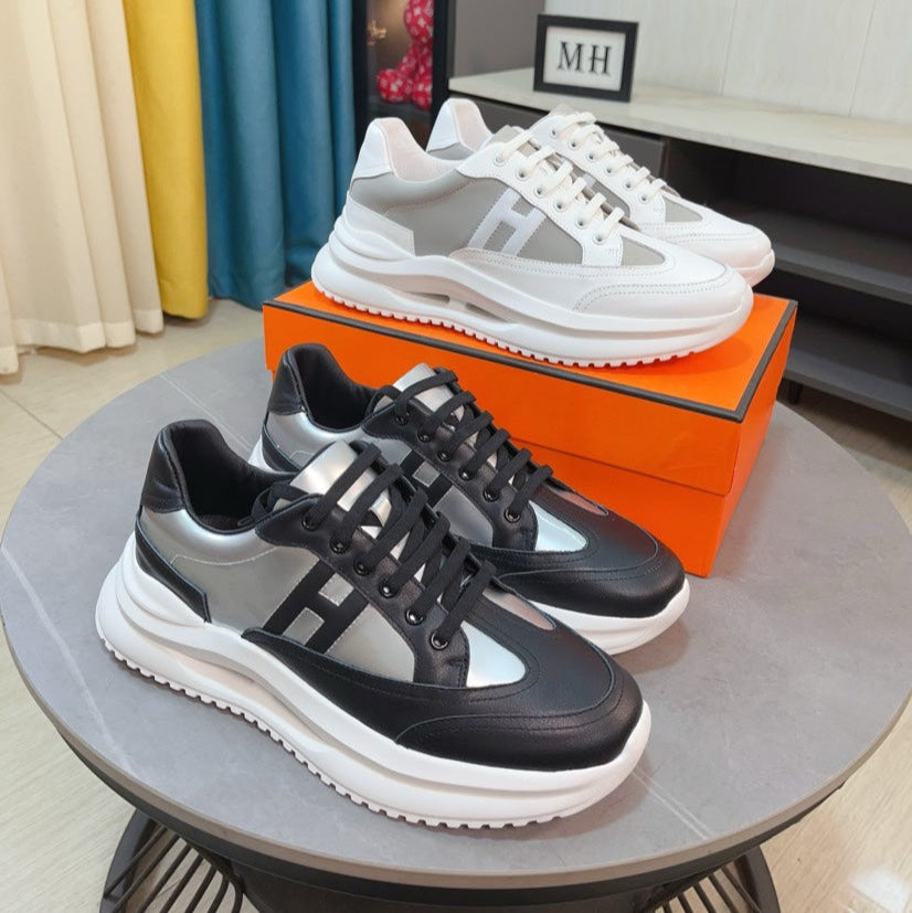 HM Men's 25 Sneaker White Black Cowhide 465307