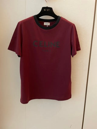 Celine T-shirt Red Black White Cotton
