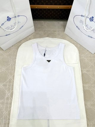 Prada 25 Vest Top Black and White Cotton