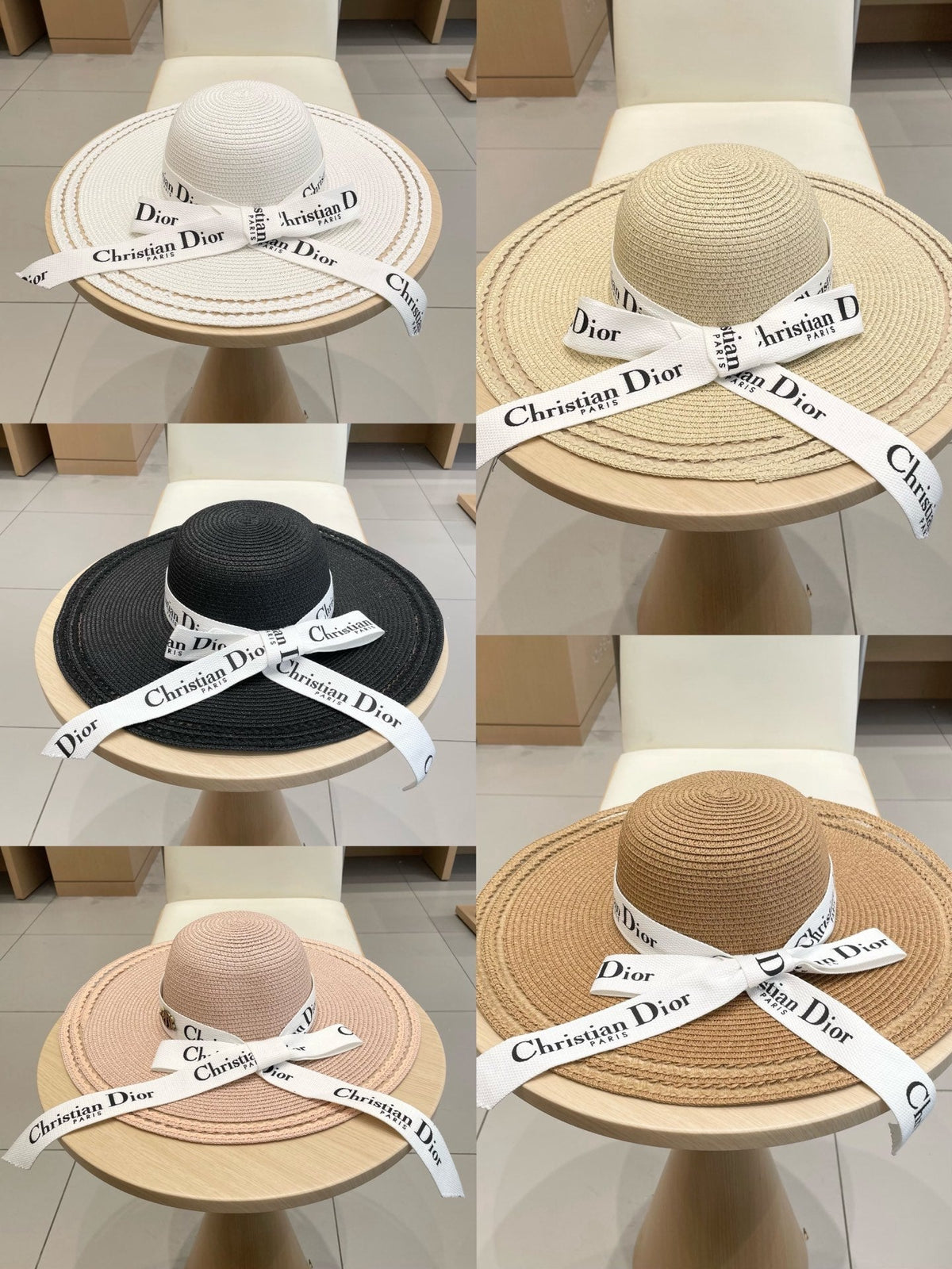 Dior Wide-brimmed Hat With Logo Ribbon 547025