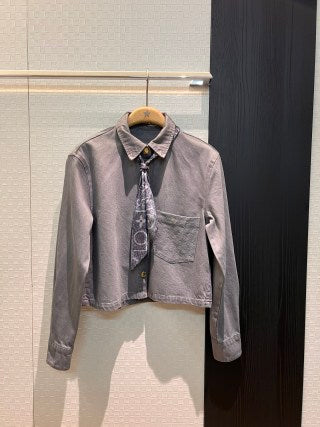 LV Flower Denim Short Jacket Pink Grey