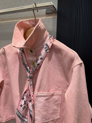 LV Flower Denim Short Jacket Pink Grey
