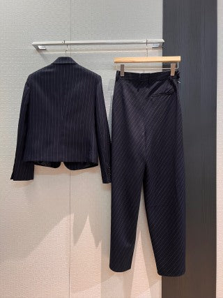 Loewe Draped Vest Suit Dark Blue Cotton