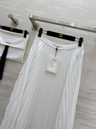 CC 25 Braided Vest And Pleated Skirt Multicolor Imported Fabric