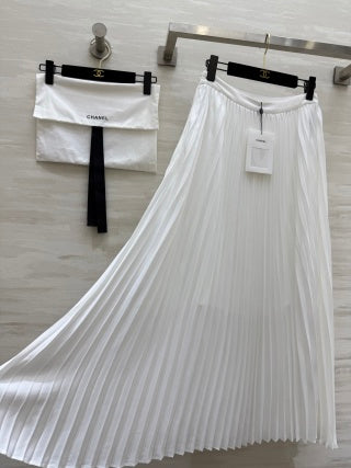 CC 25 Braided Vest And Pleated Skirt Multicolor Imported Fabric