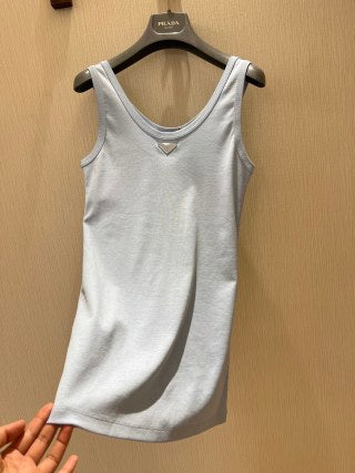 Prada 25 Logo Sleeveless Vest Cotton
