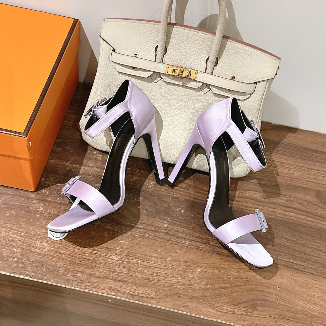 HM Buckle Sandals Purple Calfskin 308181