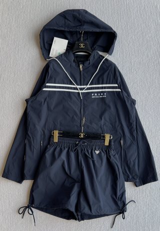 Prada 25 Set Navy Blue Polyester