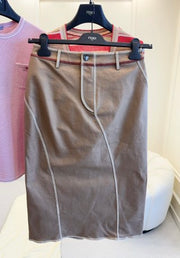 Fendi 25 Hip Skirt Khaki Cotton