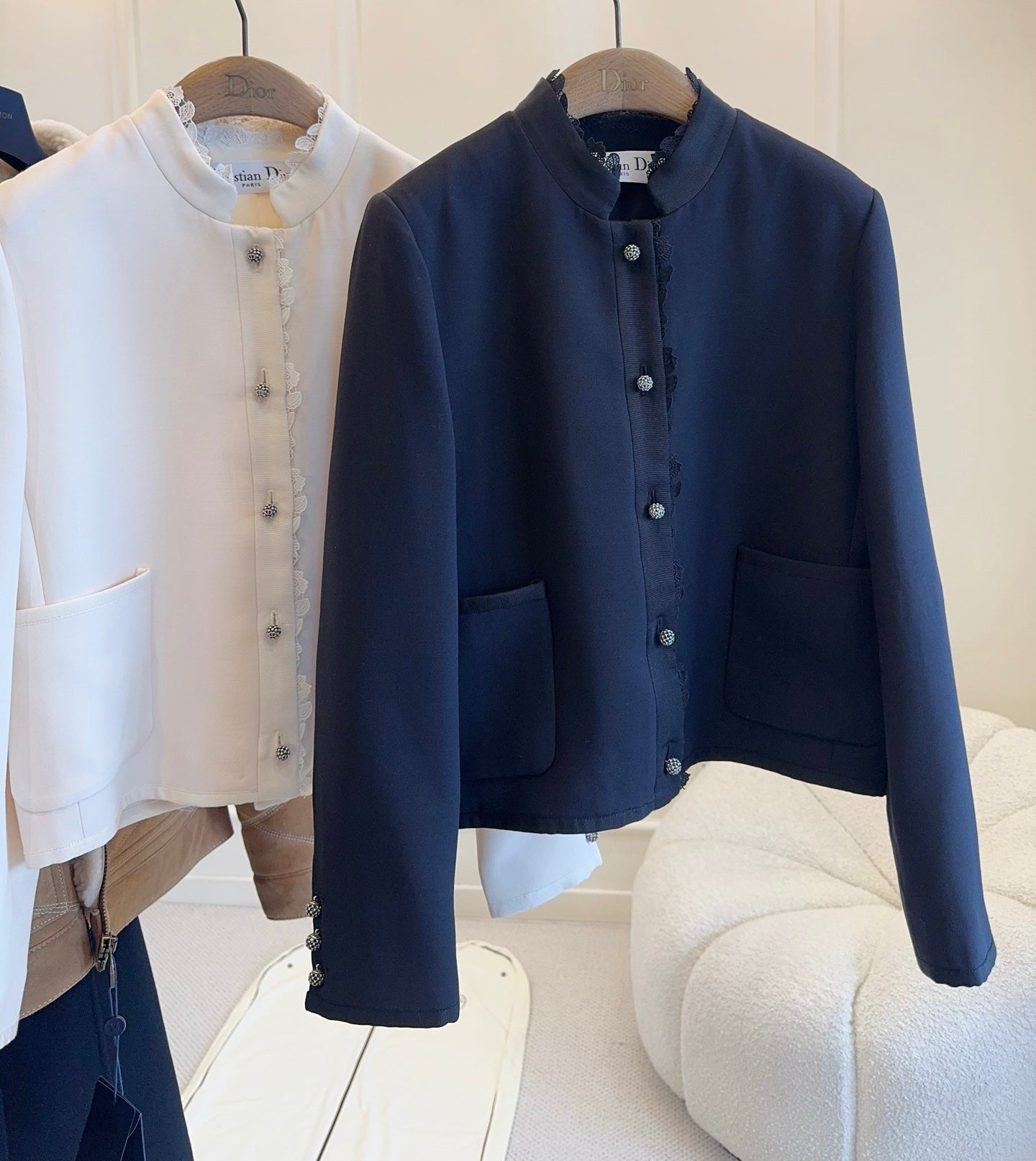 CD 25 Jacket Beige Black Wool Silk