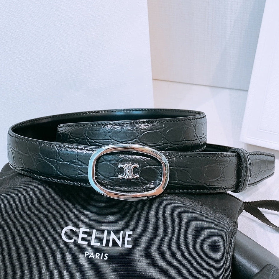 Celine 2026 Triomphe Classic Reversible Belt 25mm Leather 191084