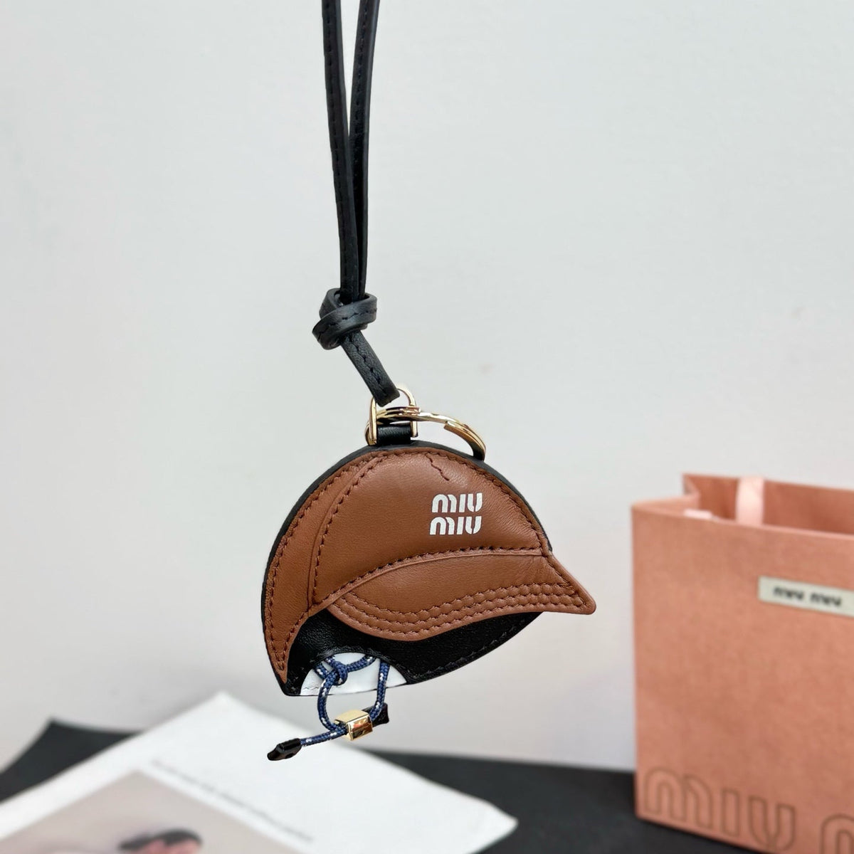 Miu Miu Baseball Cap Charm Leather