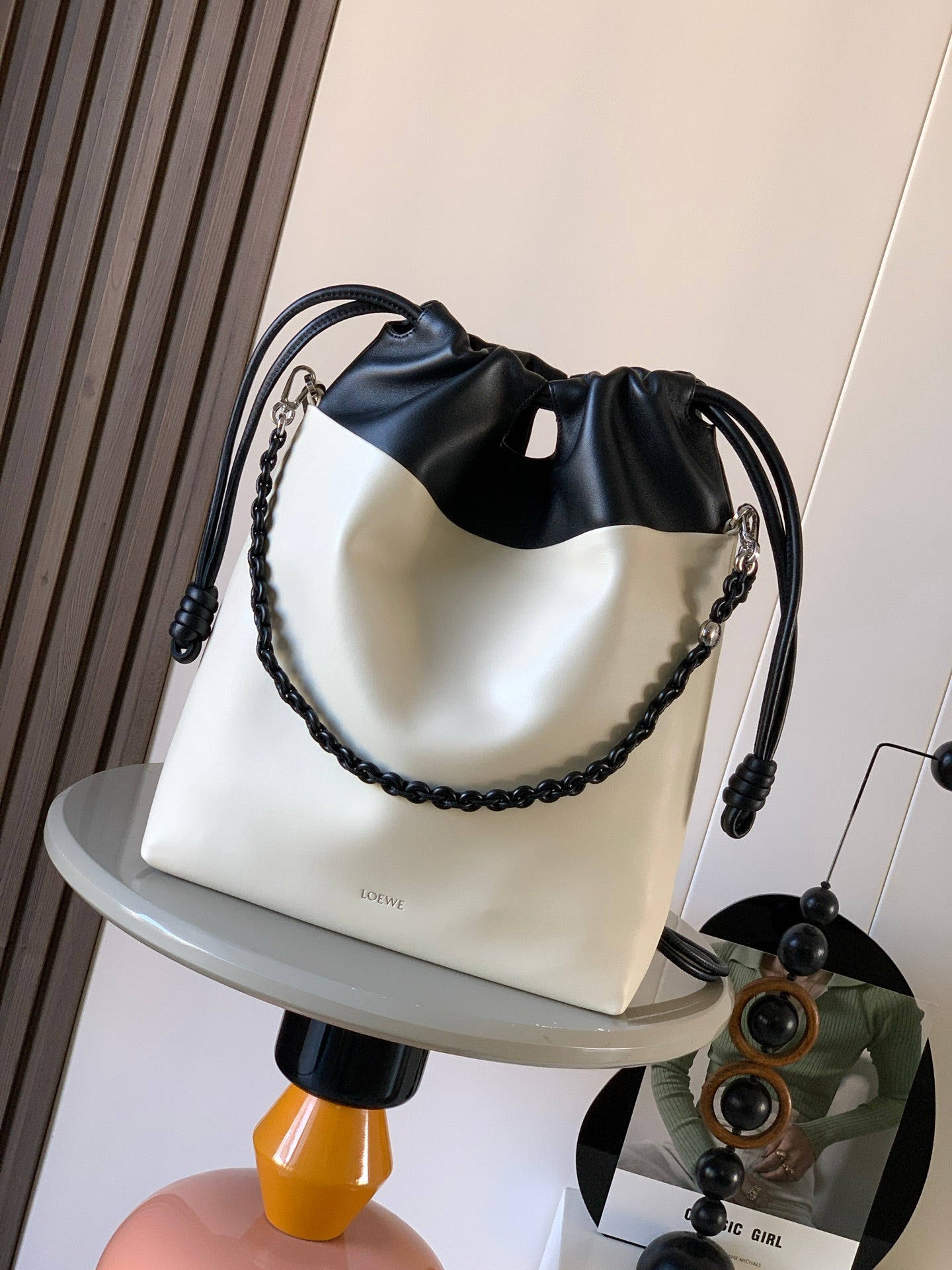 Loewe 2025 Two-Tone Nappa Lambskin 38cm Flamenco Purse Tote Bag 274700