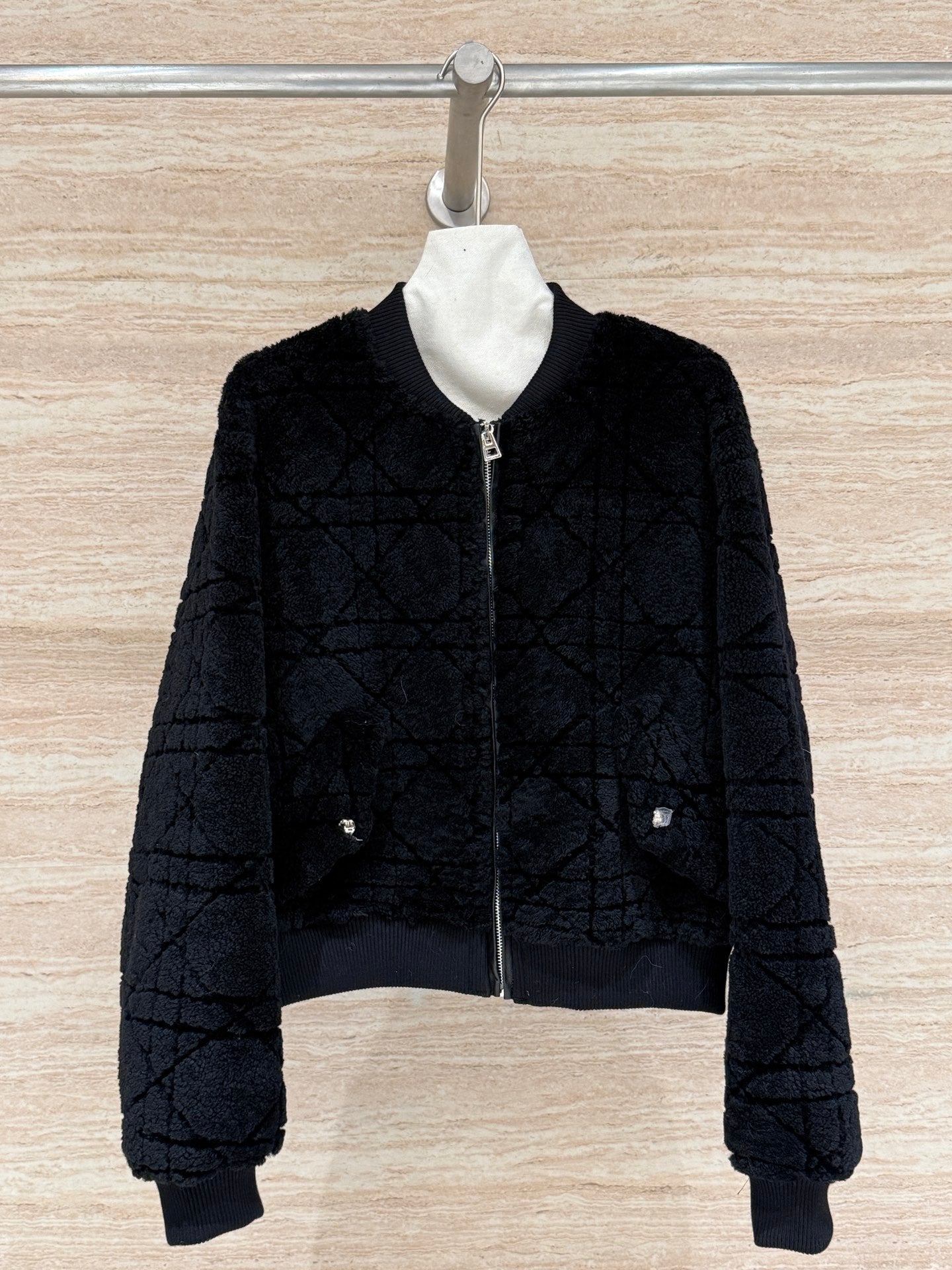 Dior 2025 Shearling Coat Black and Cream Wool Leather