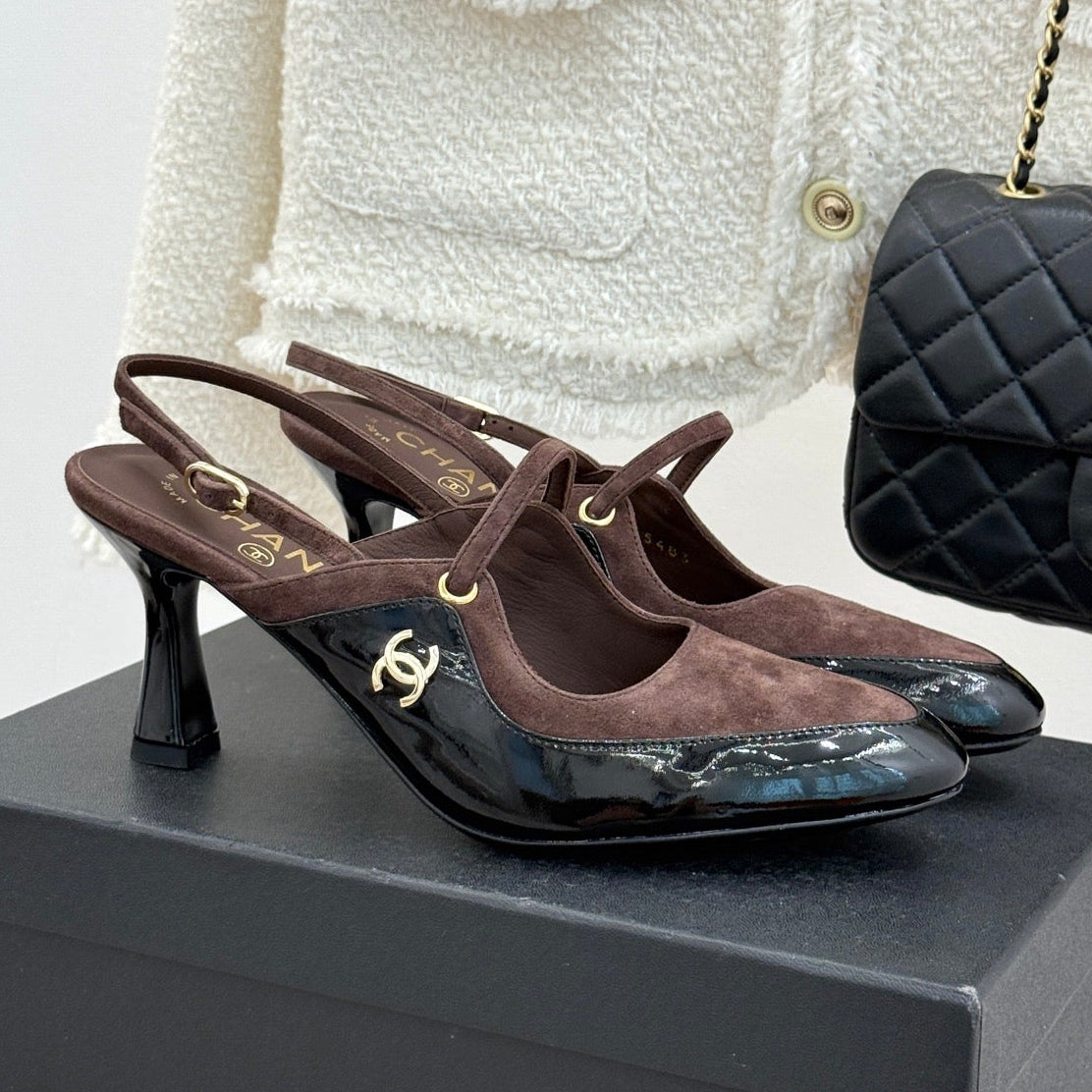 Chanel 2026 Two-Tone Slingback 70mm Suede Leather 671567