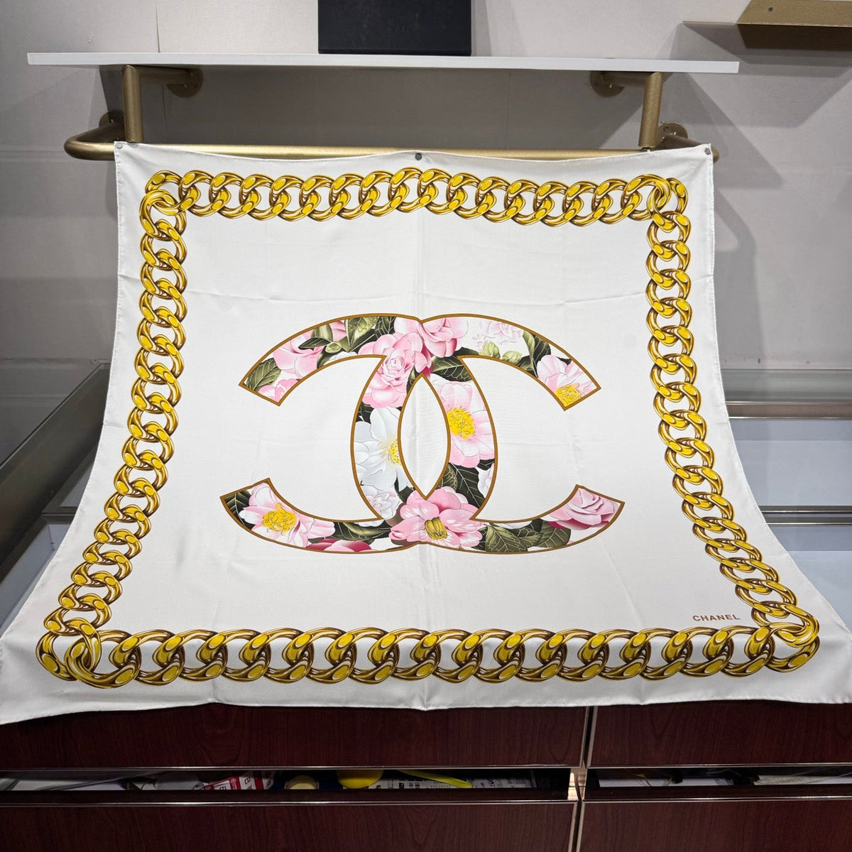 Chanel 2026 CC Logo Square Scarf 90cm Silk 203791