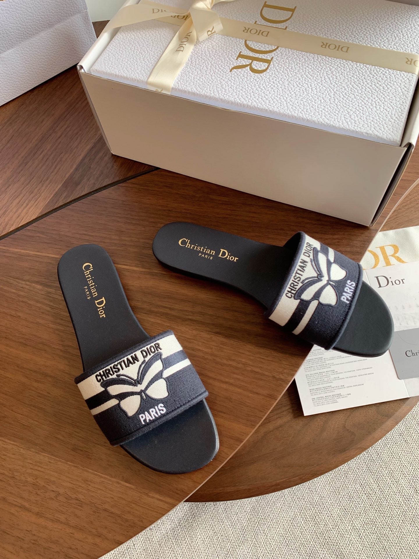 Dior 2026 Butterfly Embroidered Slipper Canvas 878189