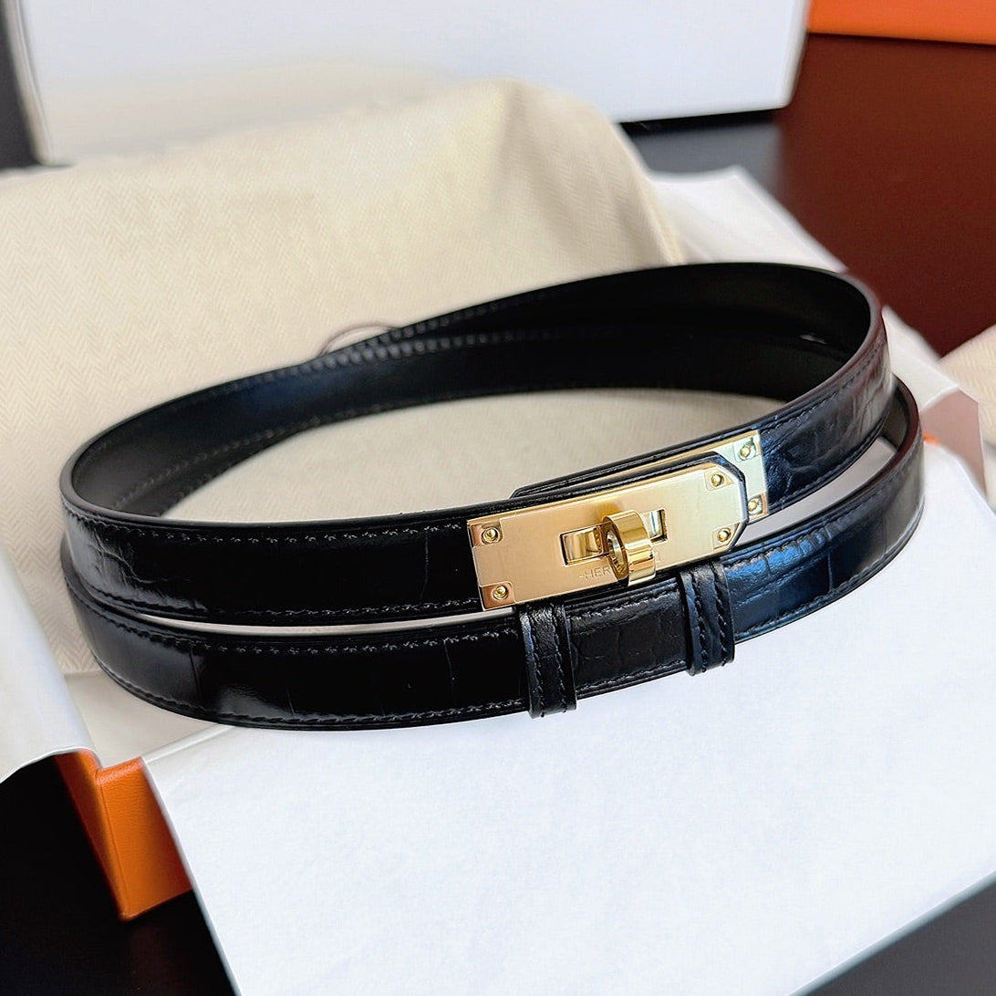 Hermes 2026 Kelly 18 Belt Crocodile-embossed Epsom Calfskin 214097