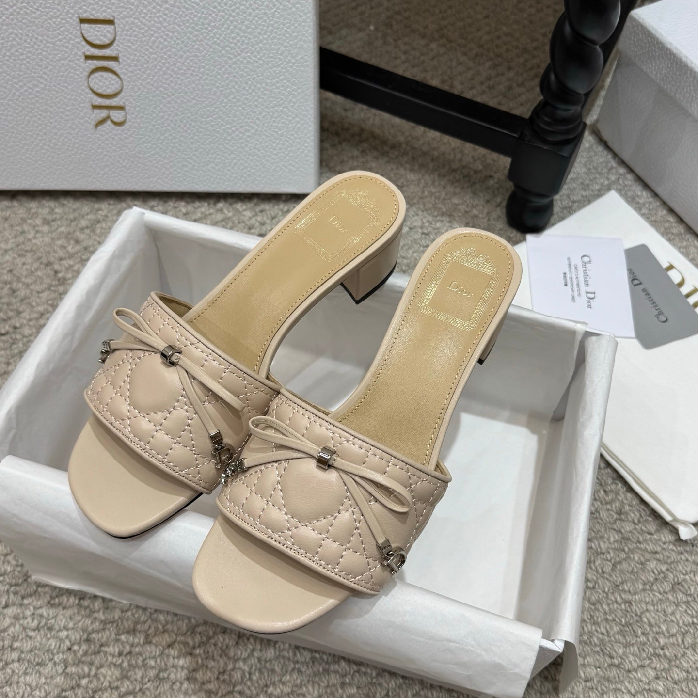 Dior 2026 Cannage Heeled Slide Sandal Sheepskin 932161