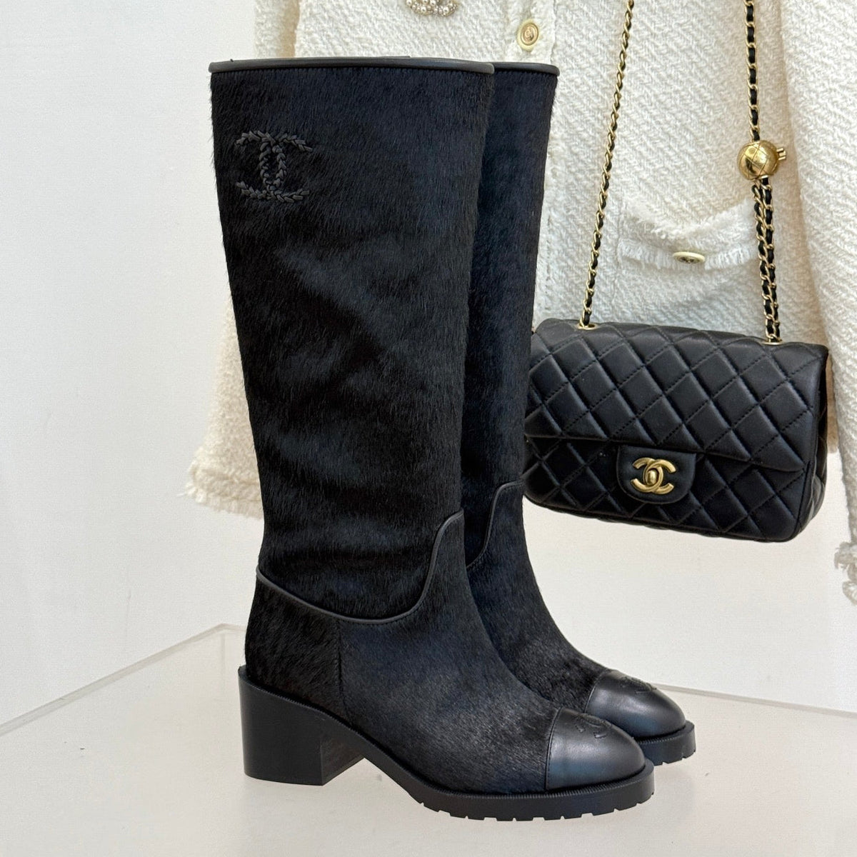 Chanel 2026 Square Heel Boots Pony Hair 188340