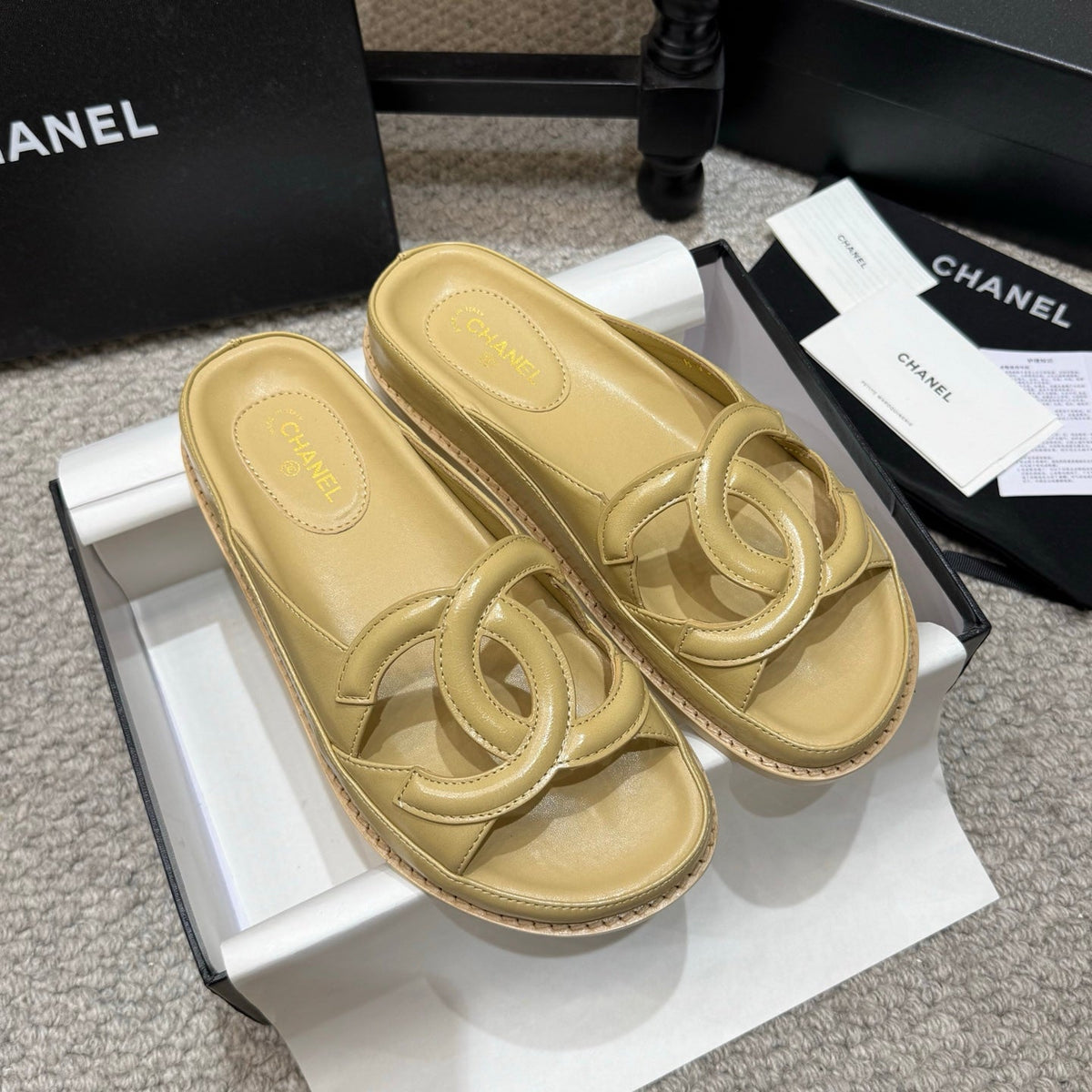Chanel 2026 Flat Sandals Suede Leather