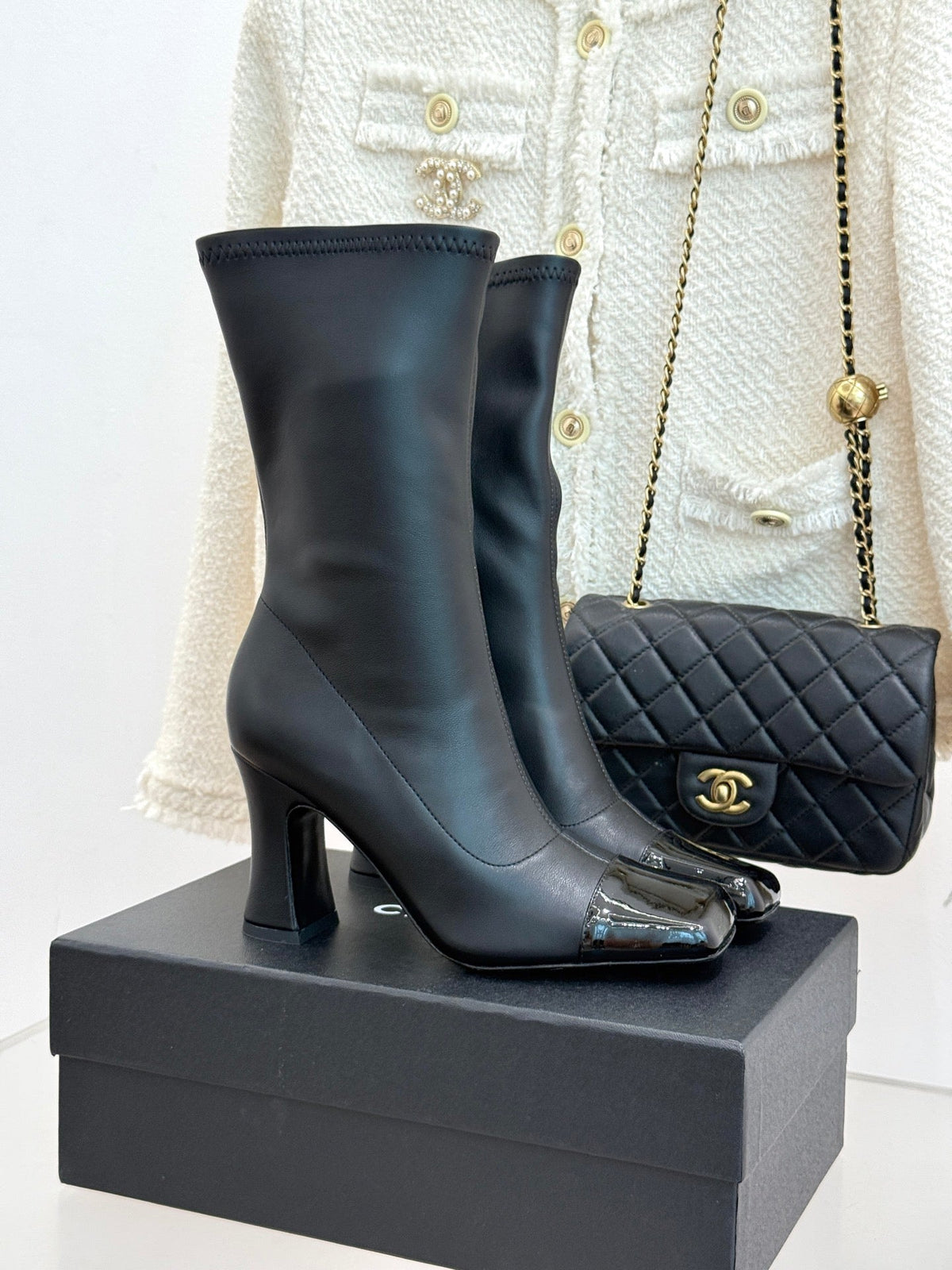 Chanel 2026 Two-Tone Boots 85mm Suede Leather 188517