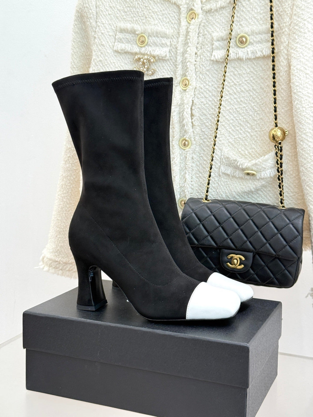 Chanel 2026 Two-Tone Boots 85mm Suede Leather 188517