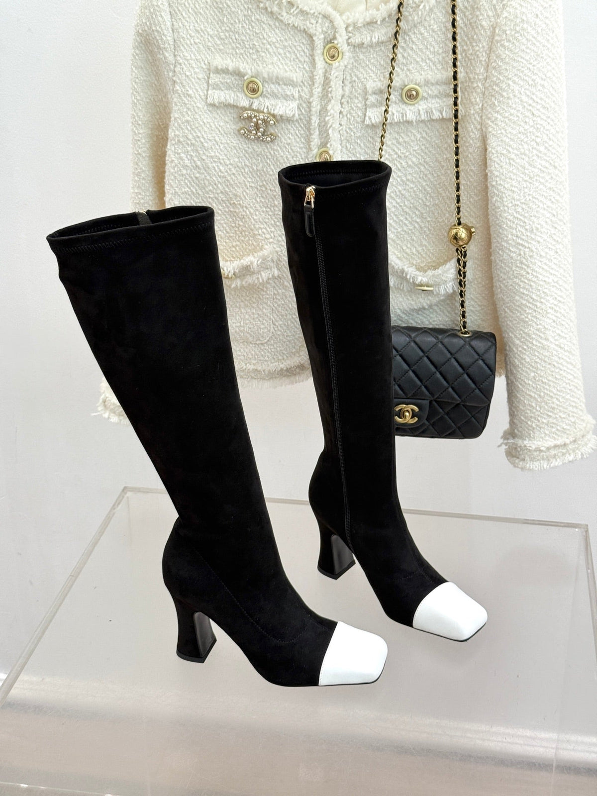 Chanel 2026 Two-Tone Boots 85mm Suede Leather 188517