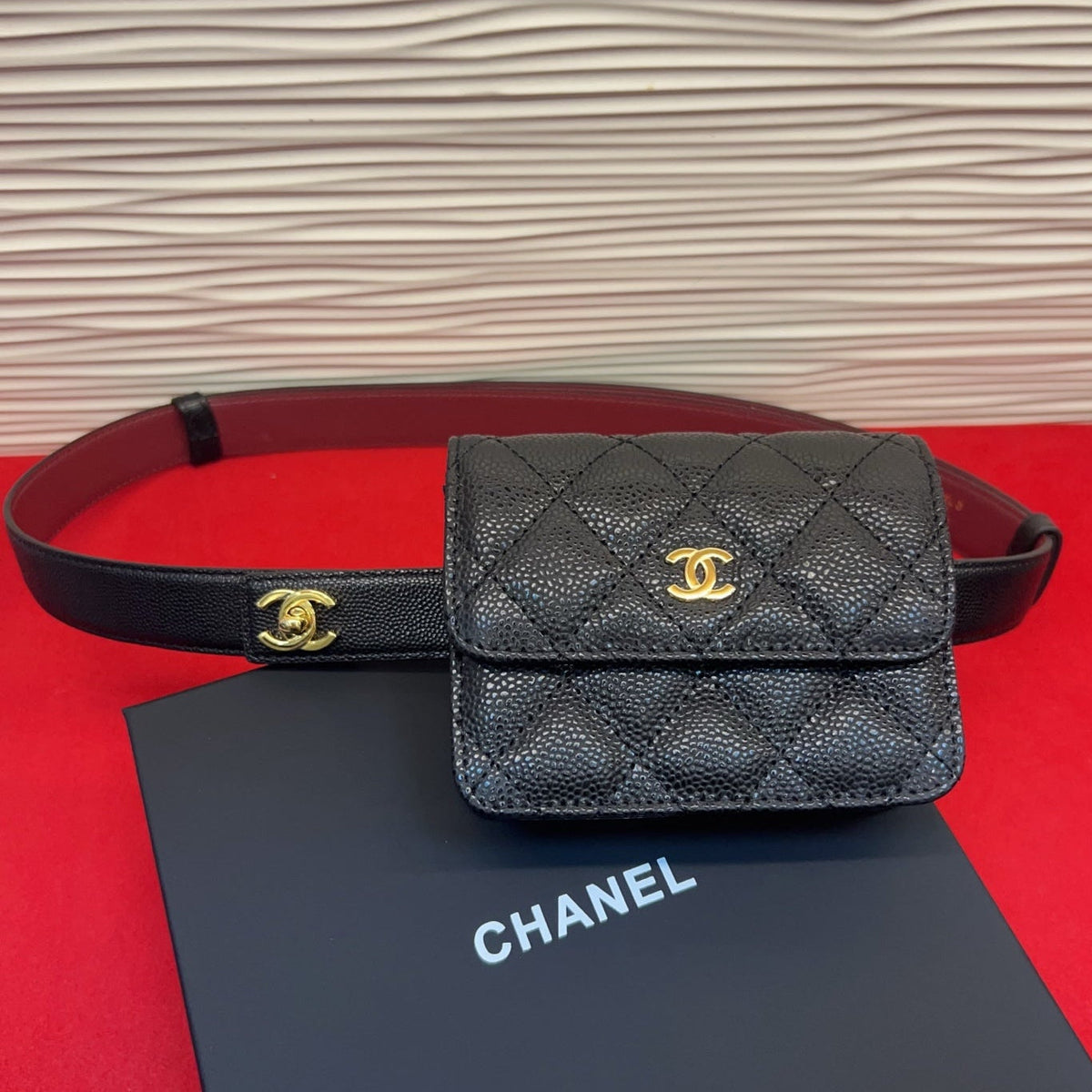 Chanel 2026 Quilted Belt Bag 25mm Black Lambskin