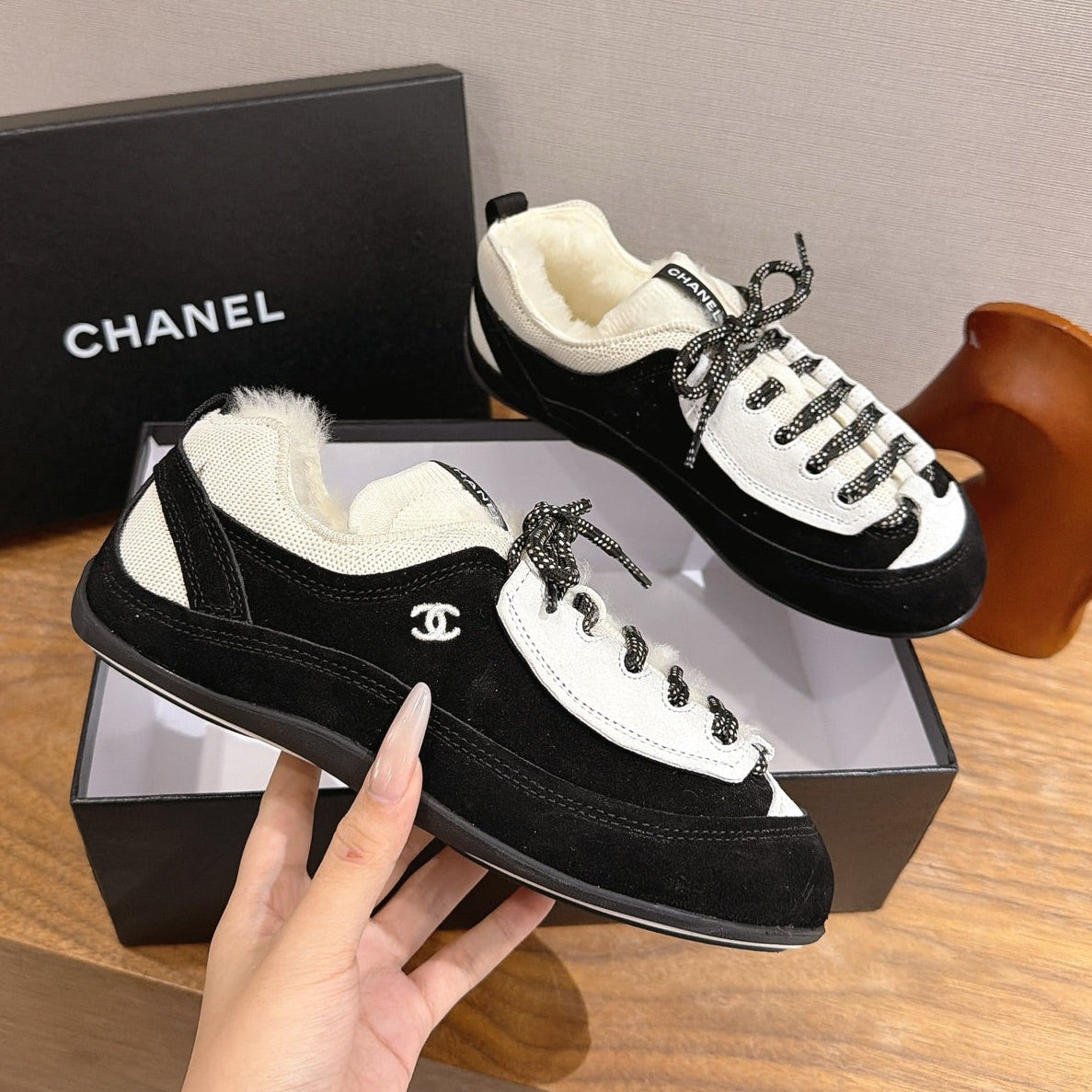 Chanel 2026 Panda Sneakers Suede Wool 196210