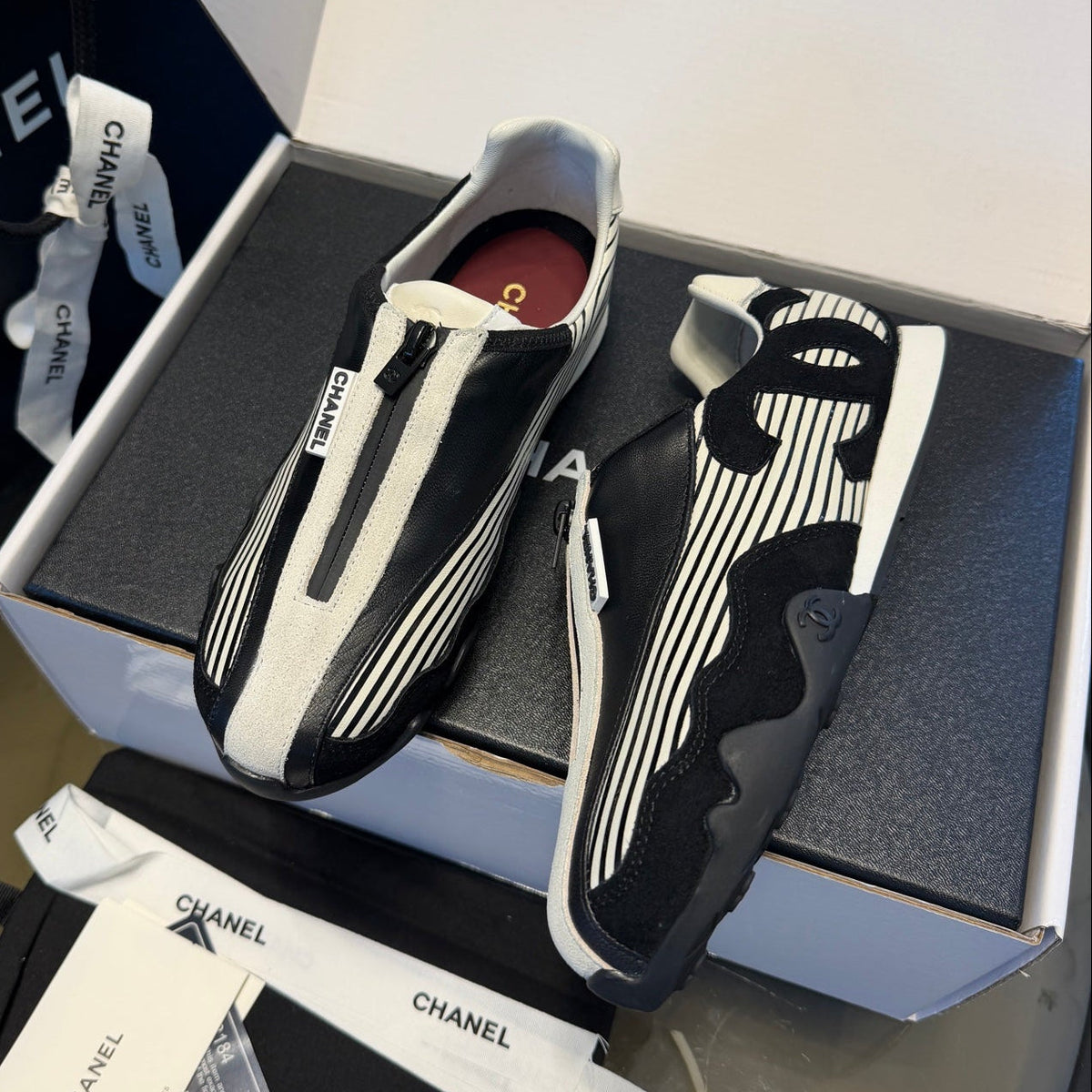 Chanel 2026 Front-Zip Sneakers Suede Leather 197905