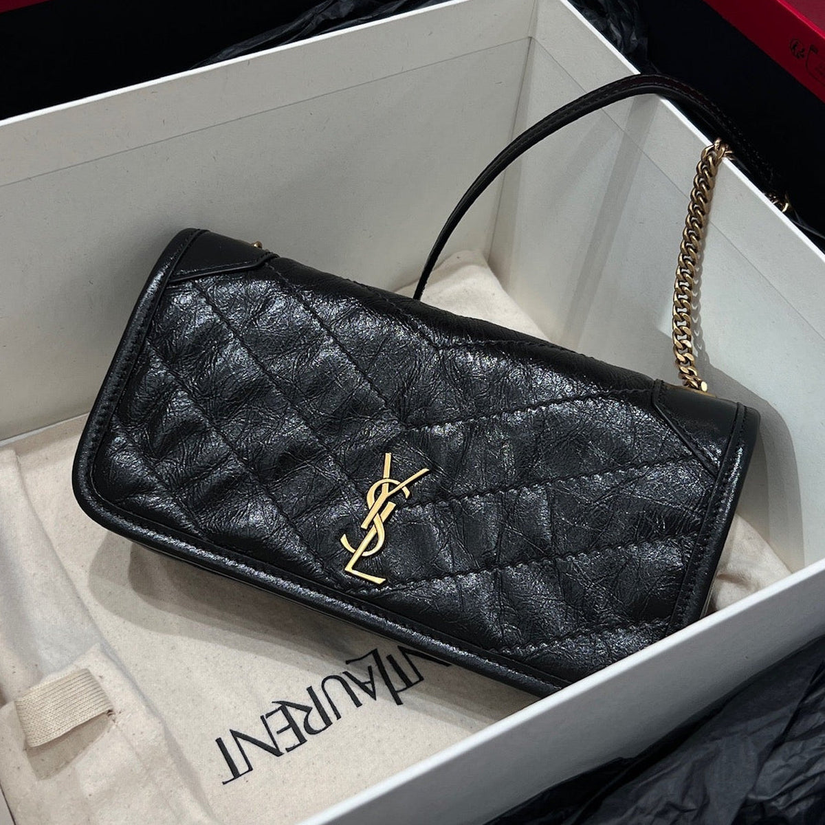YSL 2026 Cassandre Niki Mini Bag 20cm Gold Hardware Vintage Leather