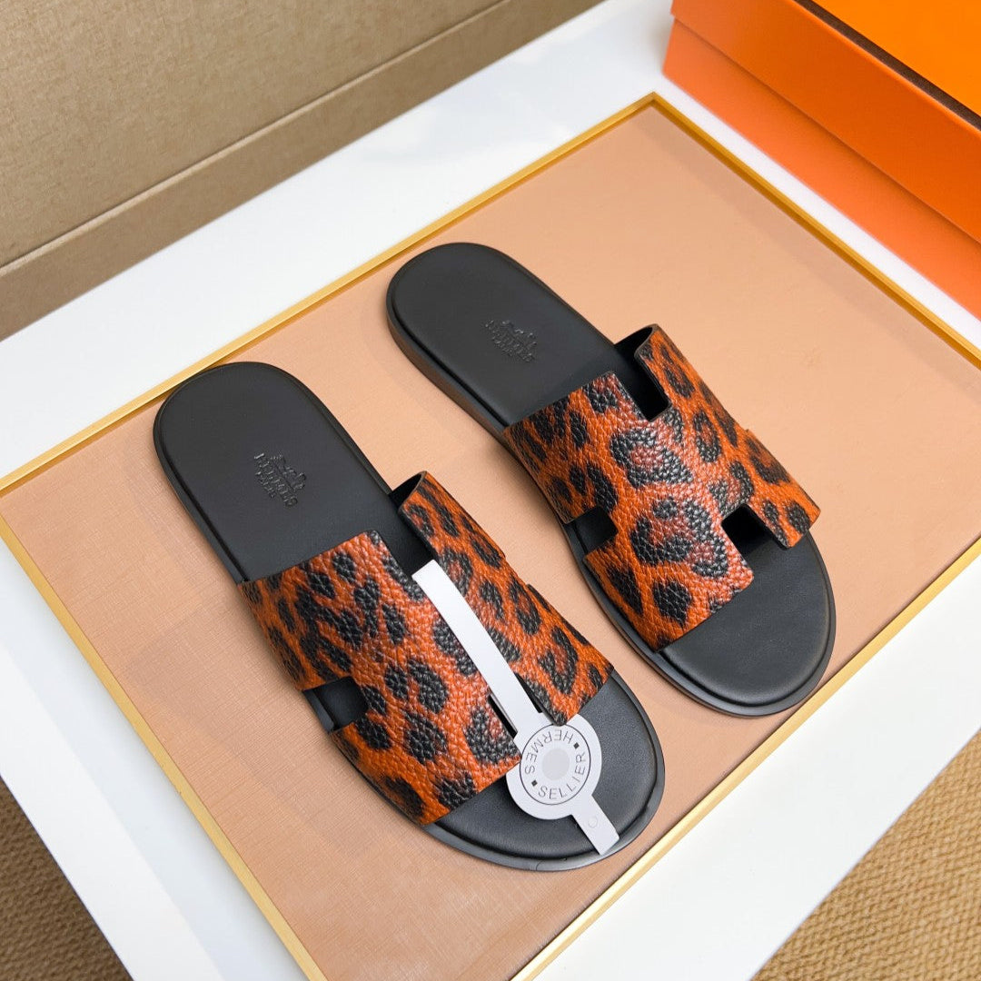 HM Men's Izmir Slide Orange Black Cowhide 743930