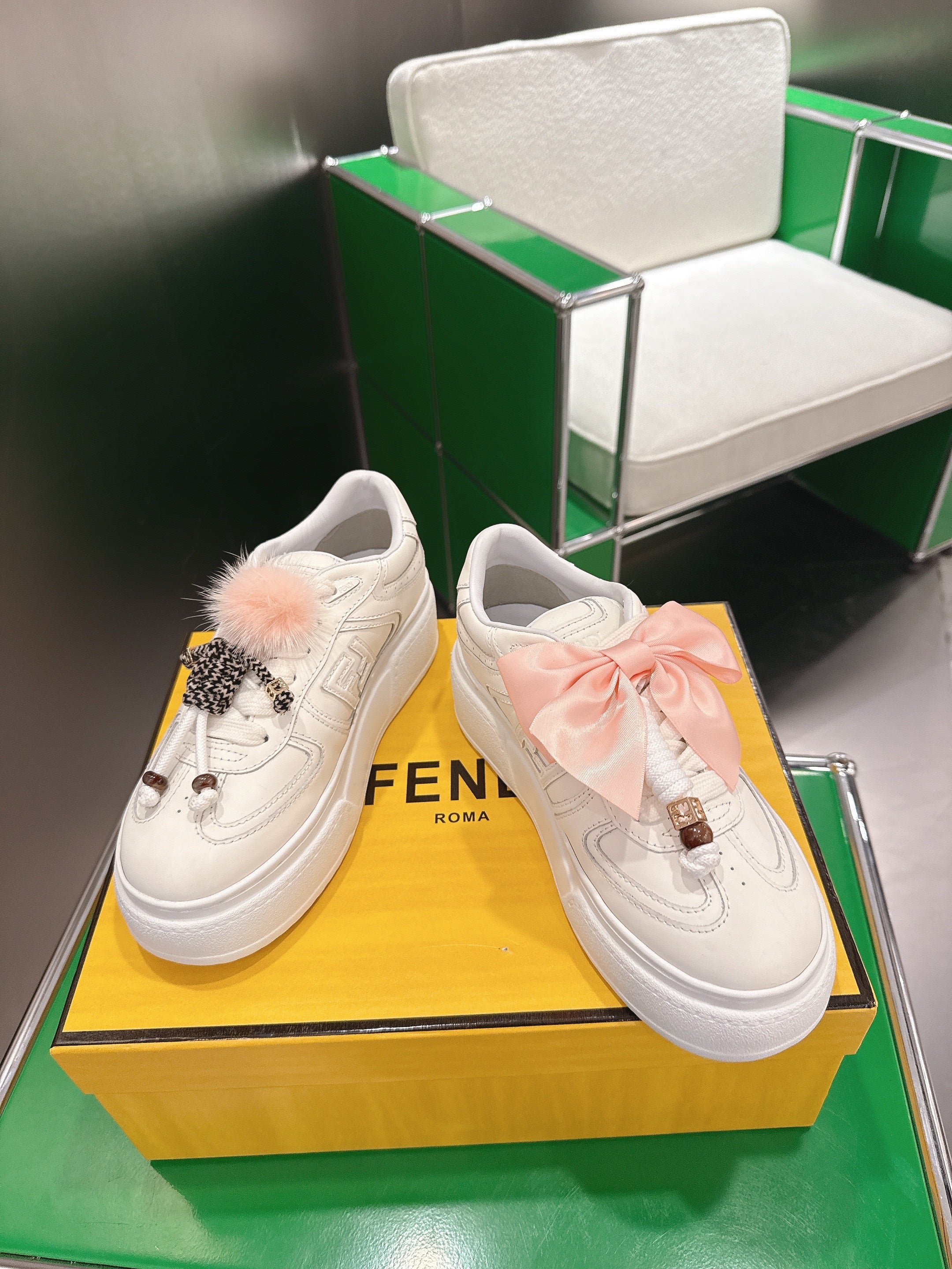 Fendi 2025 Match Platform Sneakers White Leather 562575