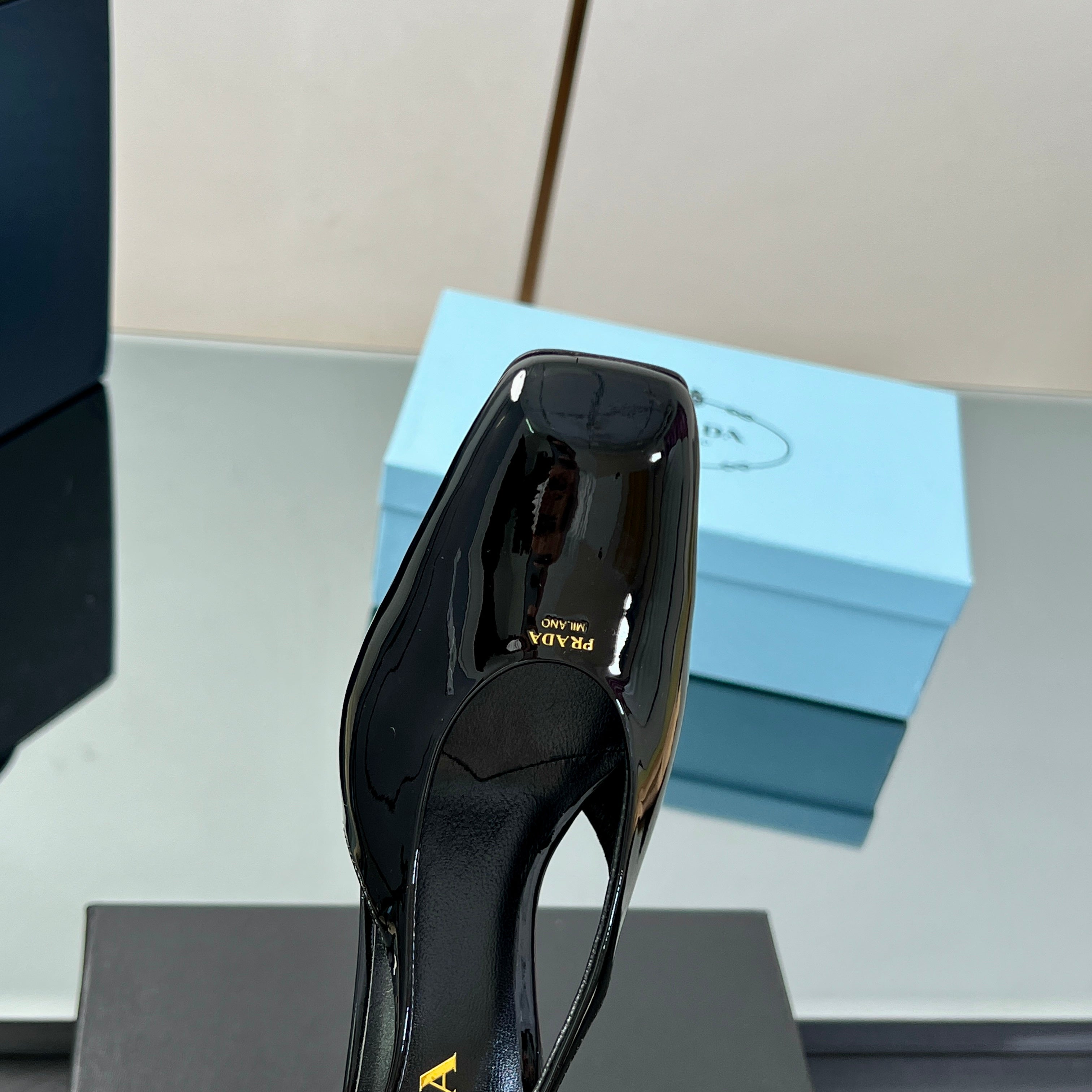 Prada 2025 Slingback Black Patent Leather 324961