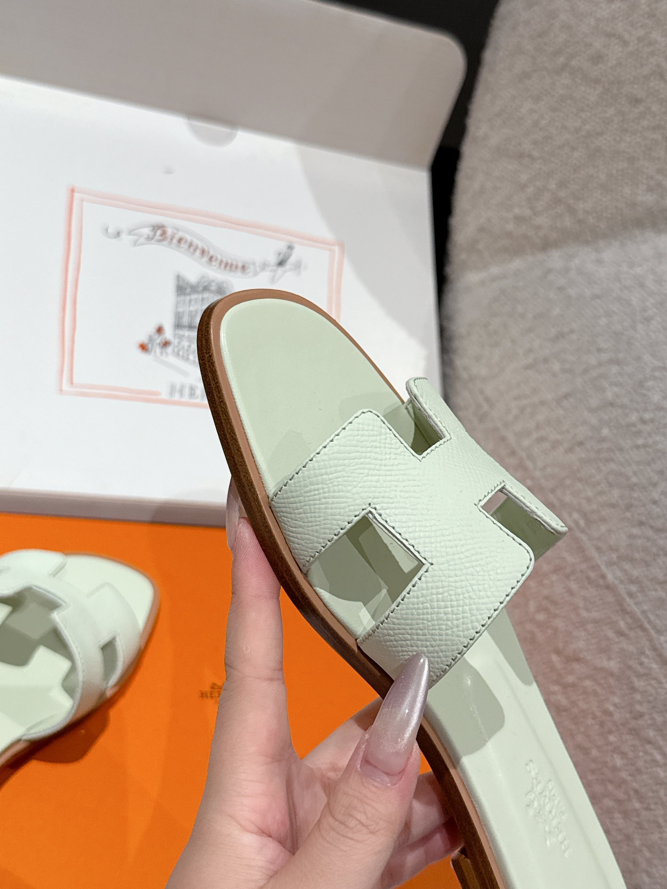 HM 25 Oran Sandal Vert Jade Epsom