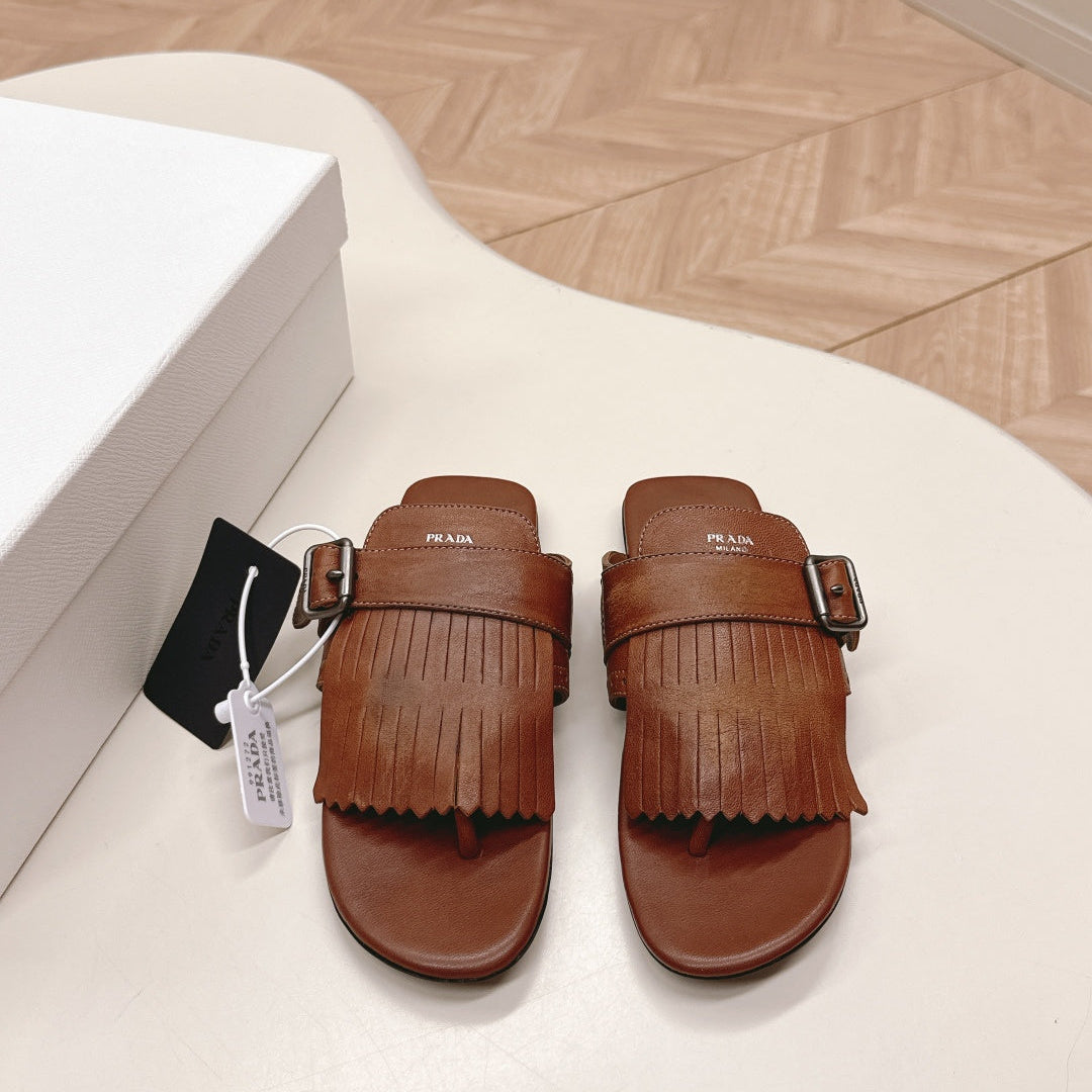 PRA 26S Thong Sandals Brown Calfskin 600598