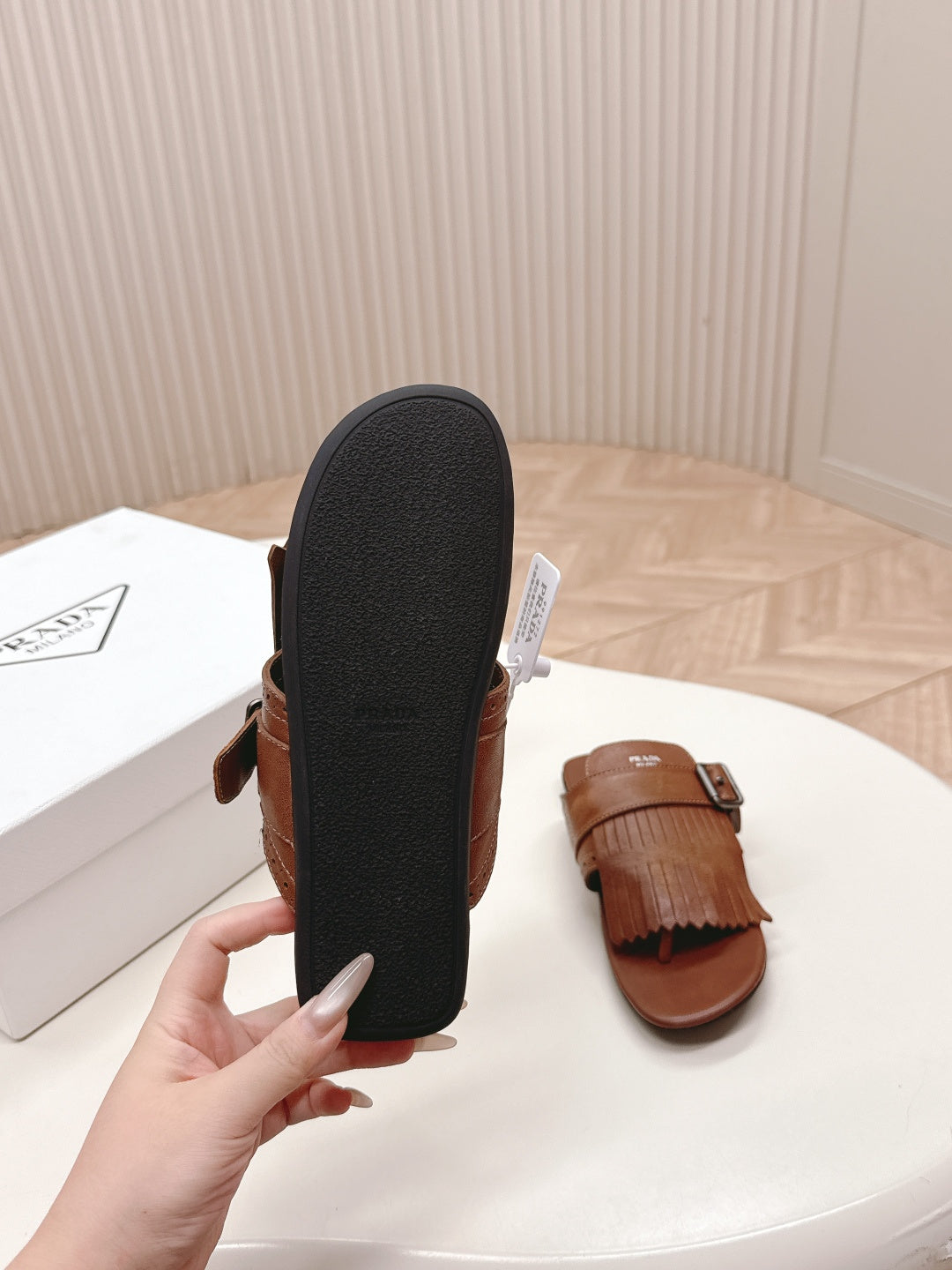 PRA 26S Thong Sandals Brown Calfskin 600598