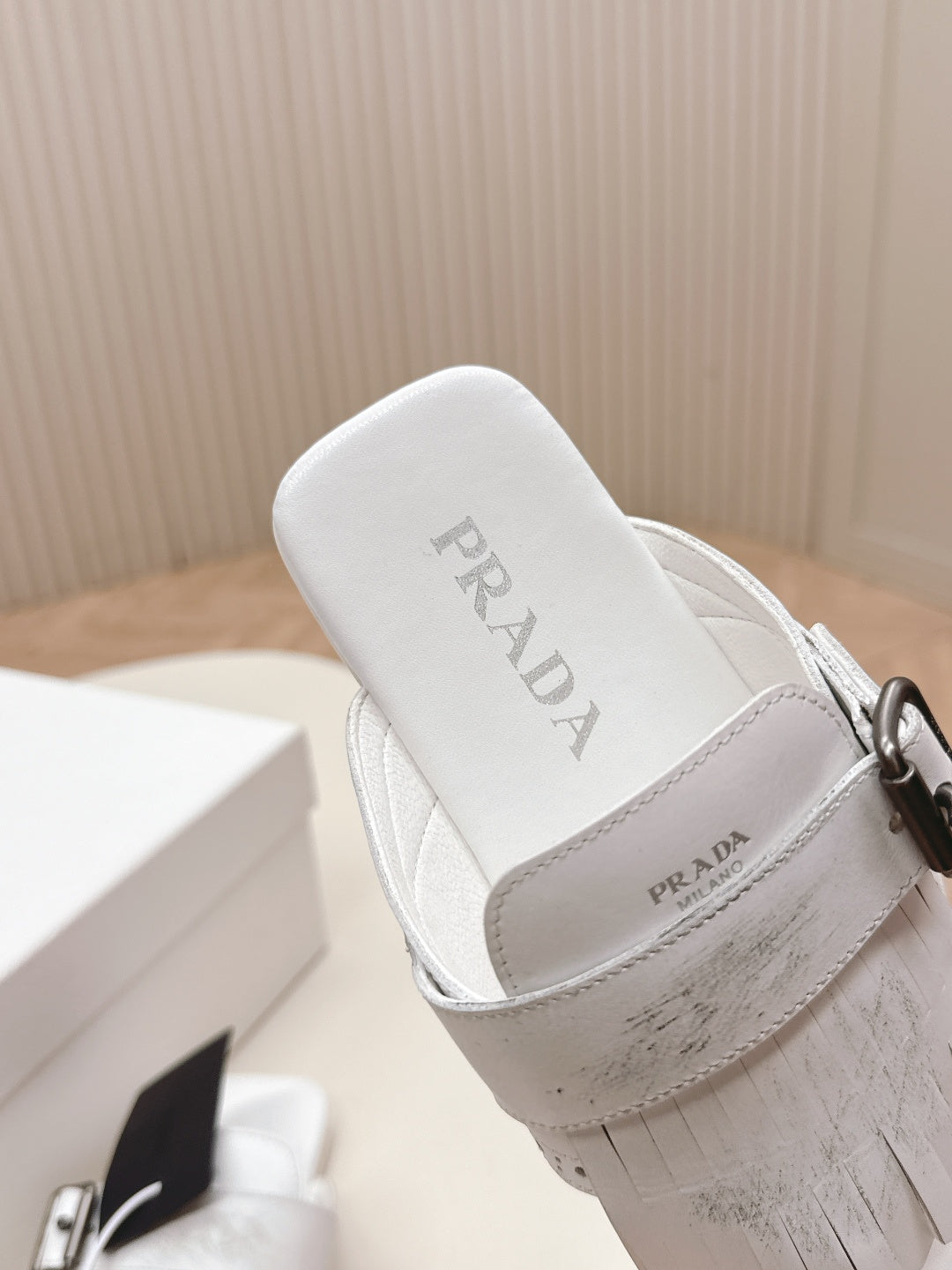 PRA 26S Thong Sandals White Calfskin 600599