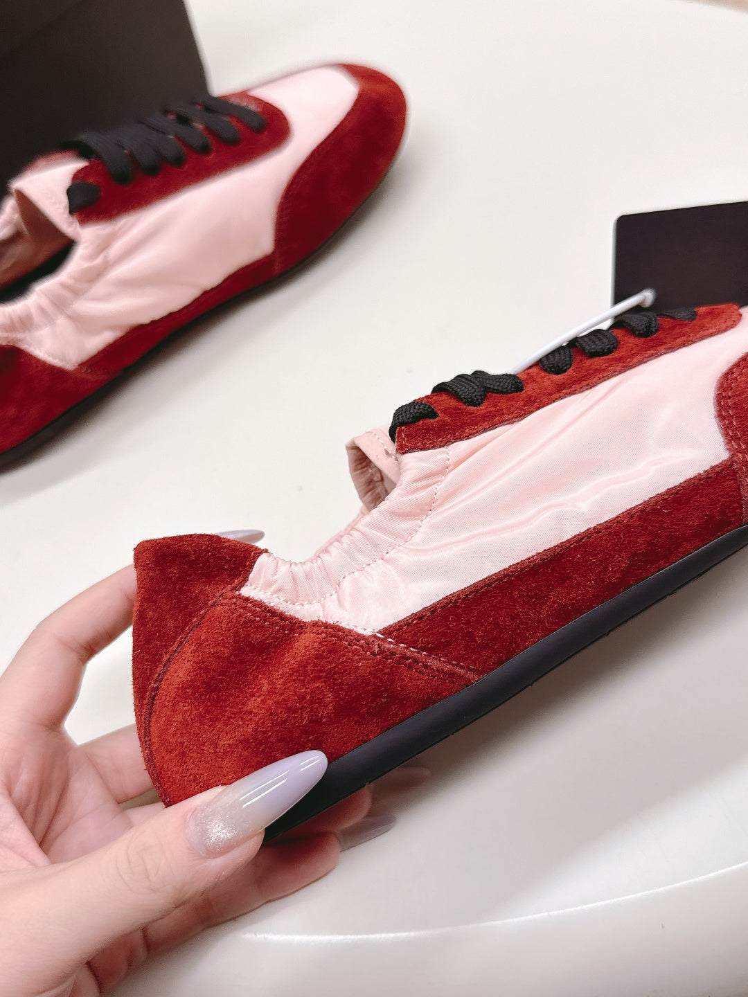 PRA 26S Sneaker Light Pink Red Suede Canvas 600603