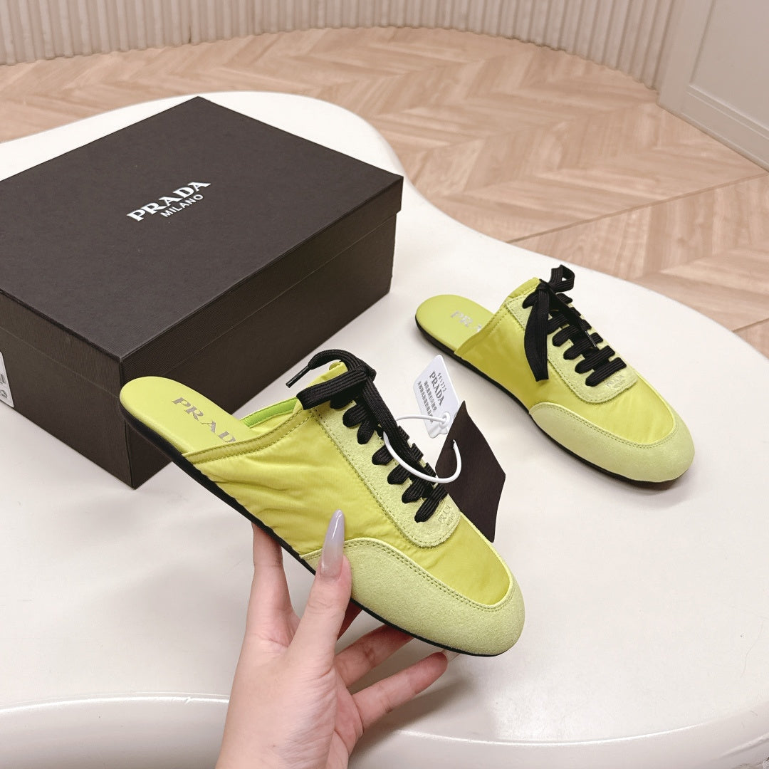 PRA 26S Mule Sneaker Lime Green Suede Canvas 600609