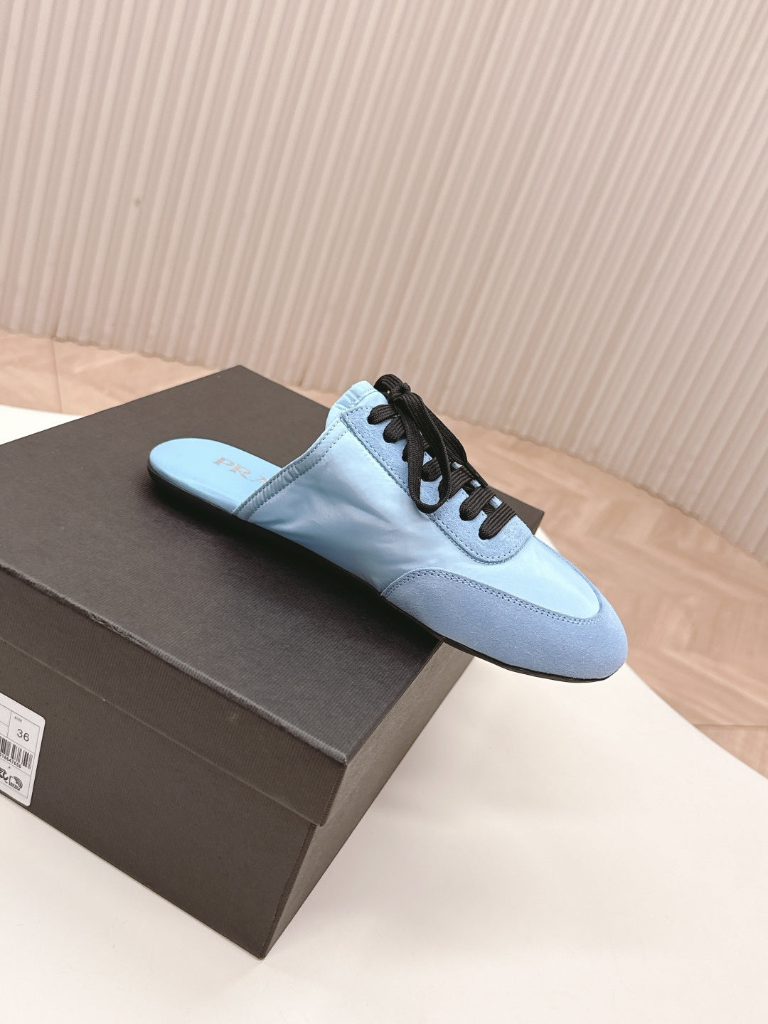 PRA 26S Mule Sneaker Light Blue Suede Canvas 600610