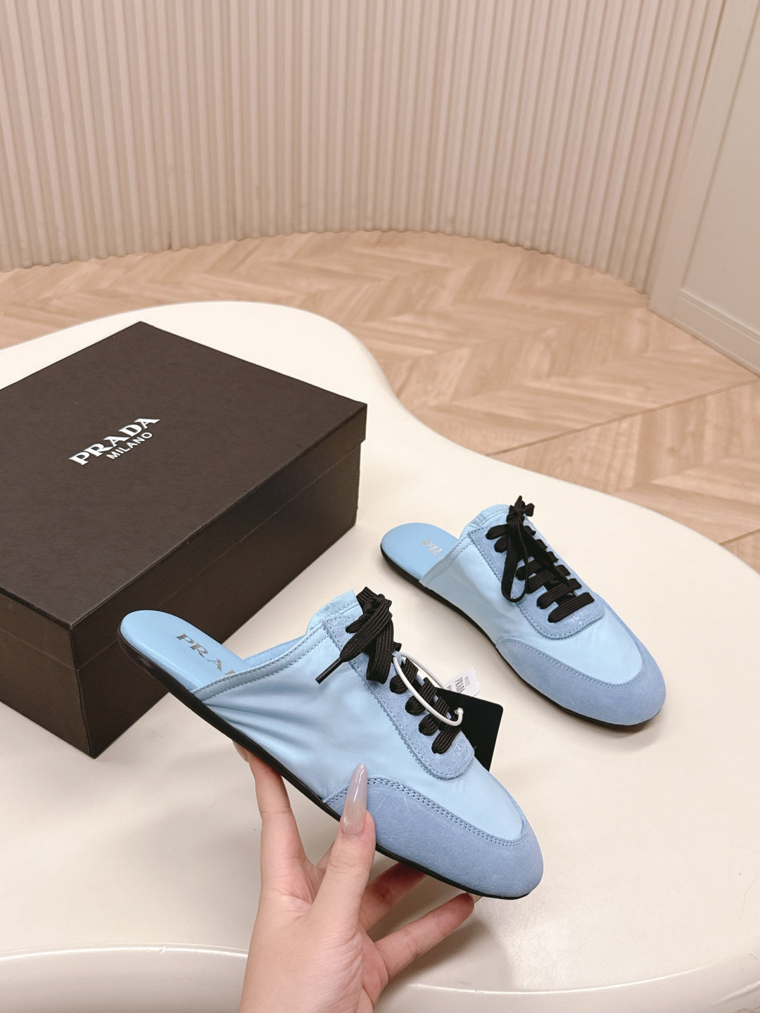 PRA 26S Mule Sneaker Light Blue Suede Canvas 600610