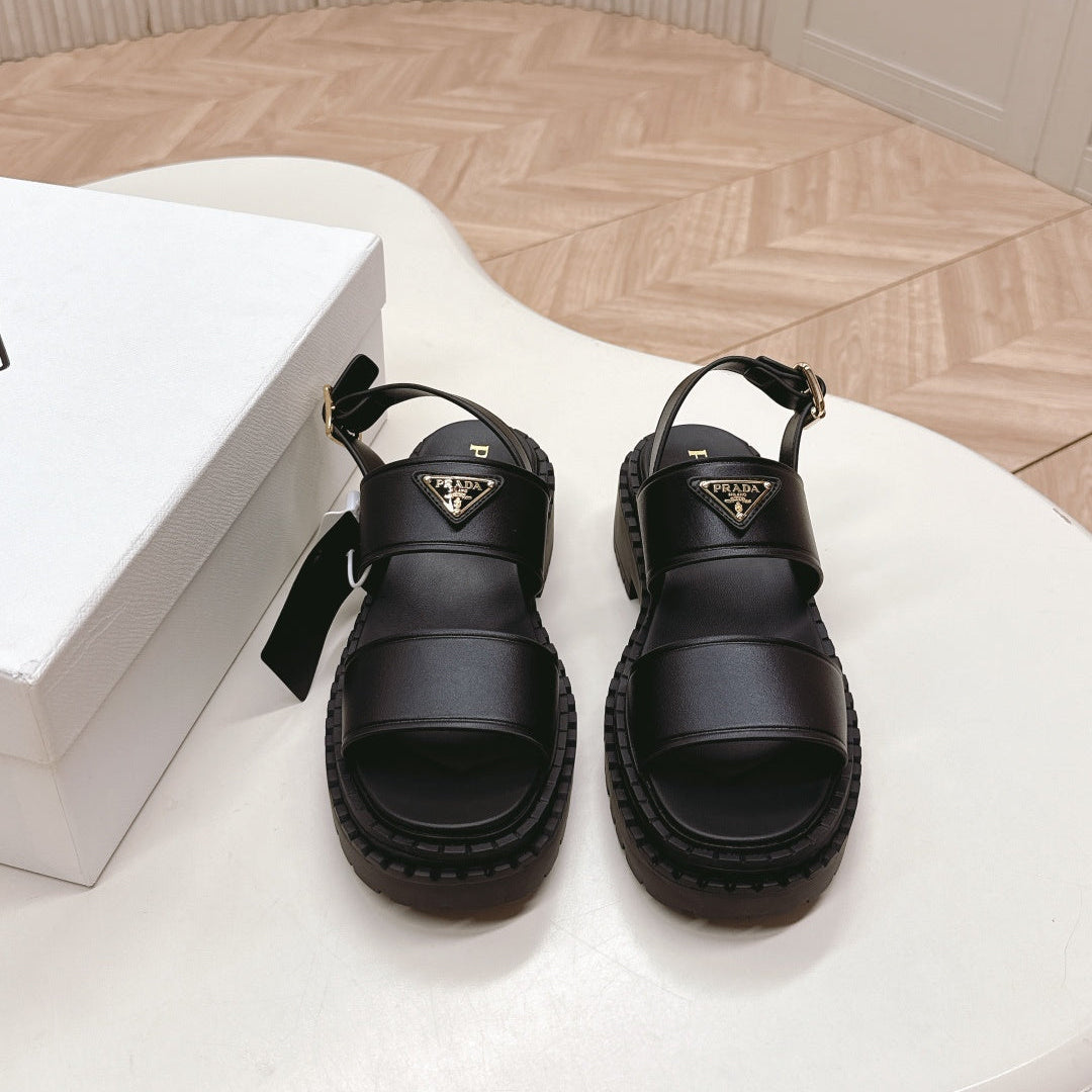 PRA 26S Platform Sandals Black Cowhide 600565