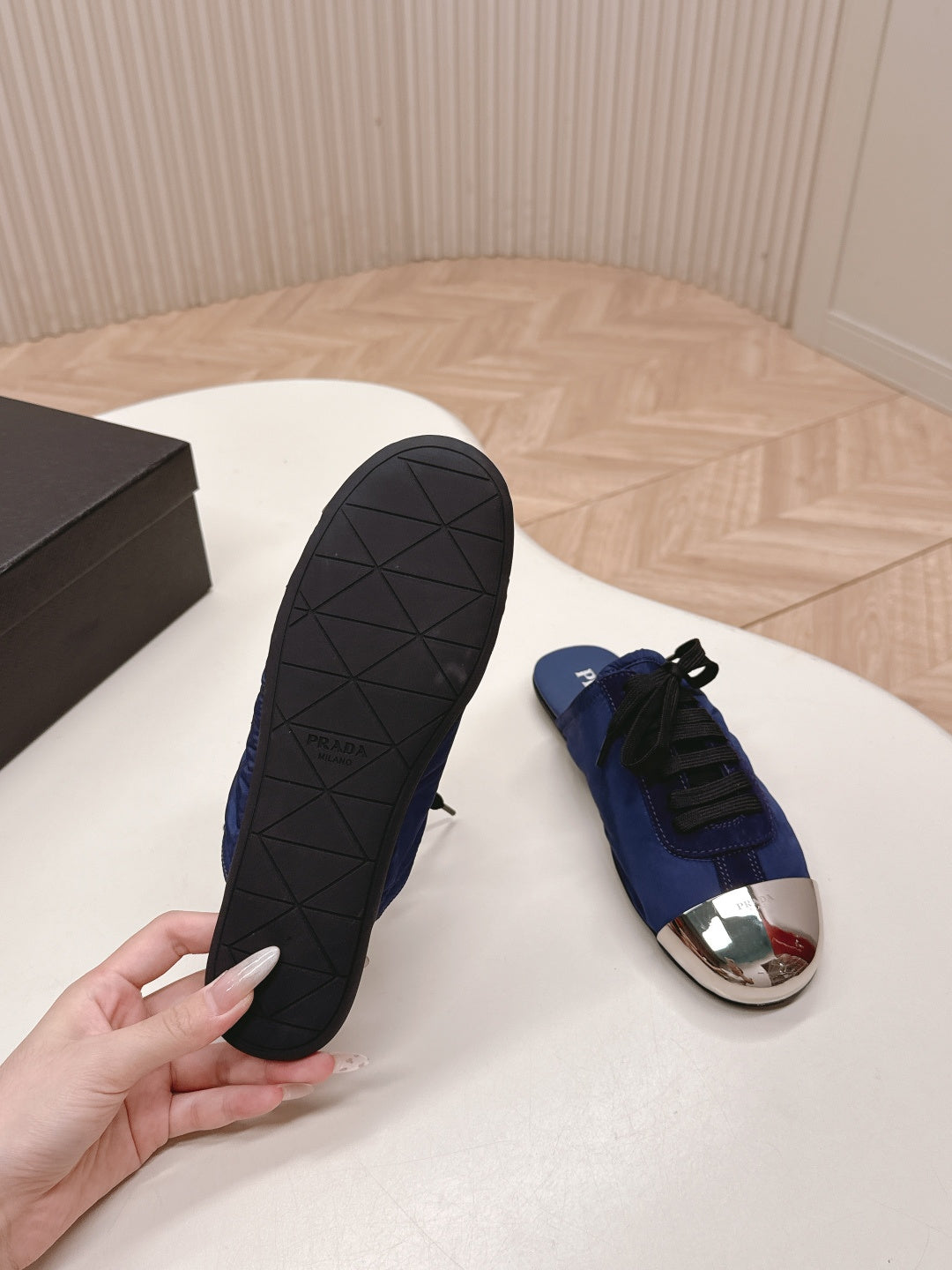 PRA 26S Mule Sneaker Navy Blue Sliver Canvas 600620