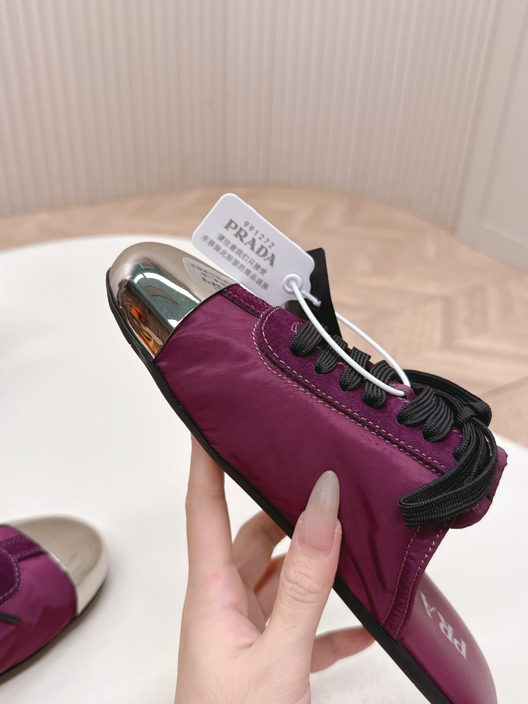 PRA 26S Mule Sneaker Wine Purple Sliver Canvas 600621